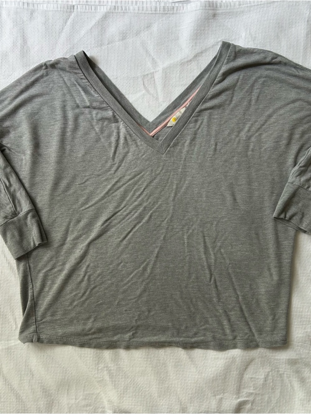 Boden Gray V-Neck Short Sleeve Top
